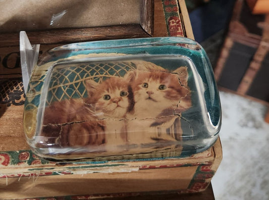 Vintage Paperweight w/Cats