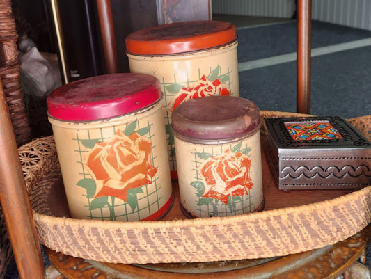 Vintage Metal Three Piece Canister Set