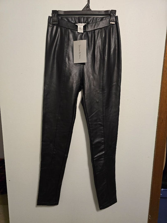 Black See And Be Seen Faux leather pants, Small