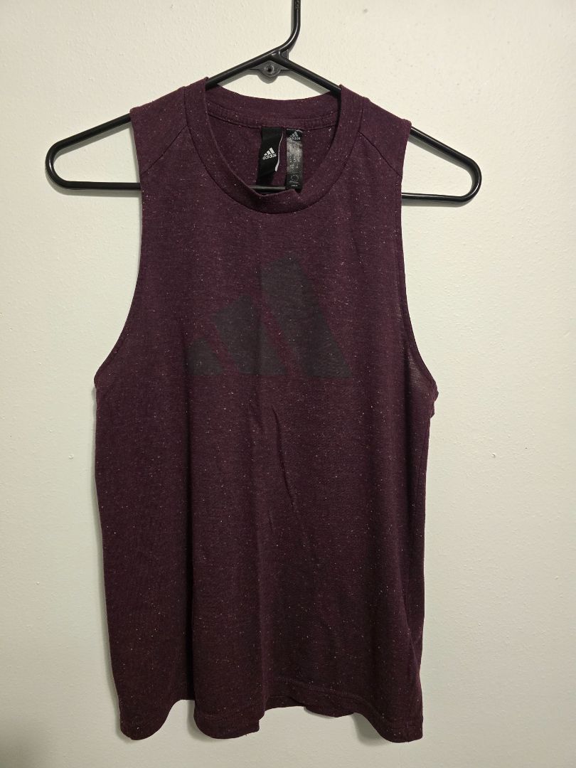 Maroon Adidas Mens Athletic Tank, Small