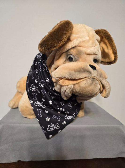 Black Love Bone/Paw Bandana, Adjustable Tie