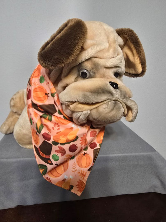 Orange Thanksgiving Bandana, Adjustable Tie