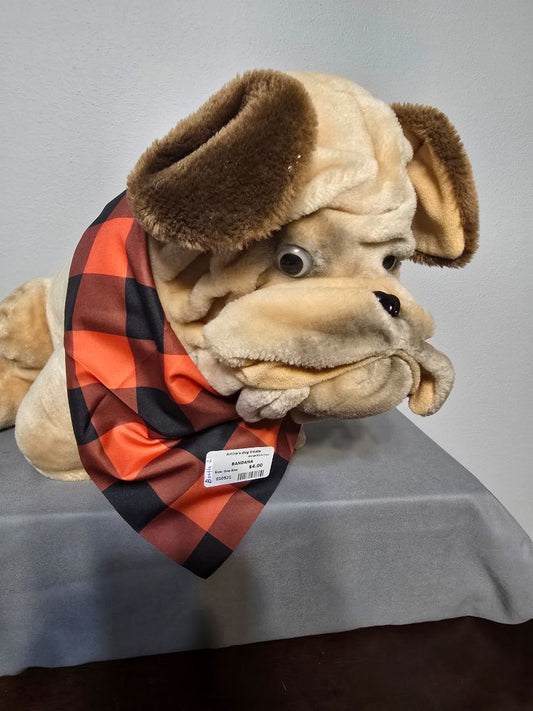 Orange/Black Plaid  Bandana, One Size