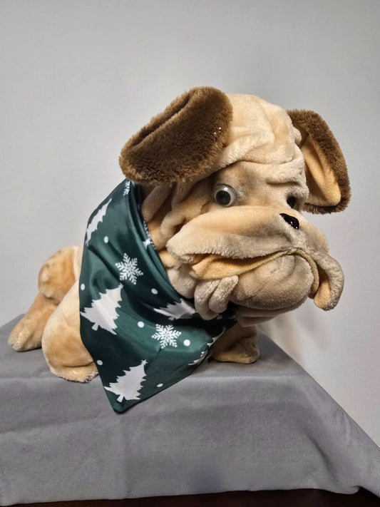 Green Snowflake/Trees Bandana, Adjustable Tie