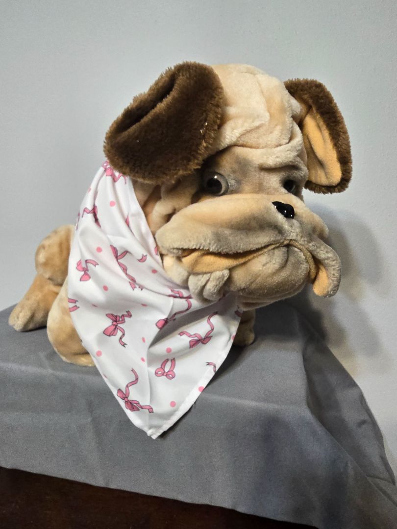 White Pink Bow Bandana, Adjustable Tie