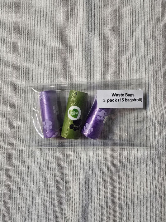 Variety  3 Pack Pet Waste Bags, 15 bags/roll