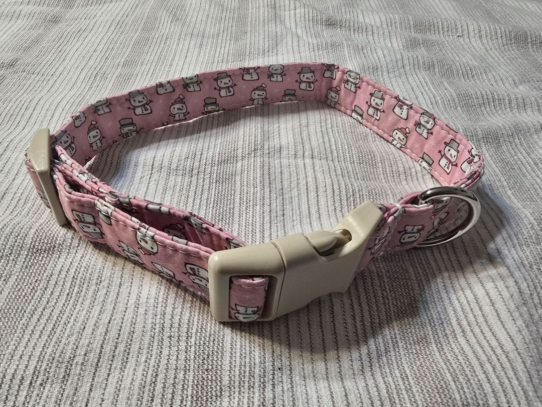 Pink Snowmen Collar, Medium