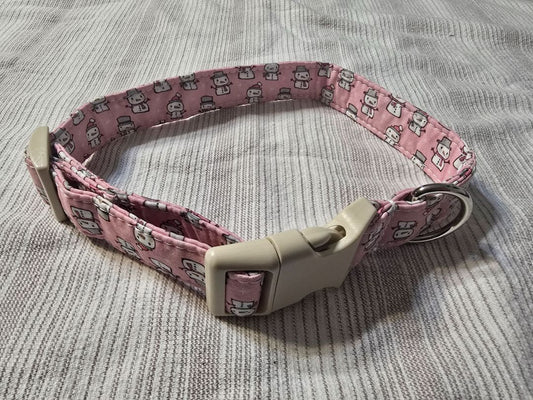 Pink Snowmen Collar, Medium