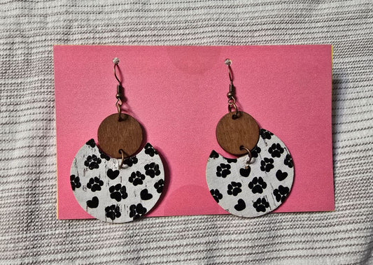 White/Black  Paw Earrings