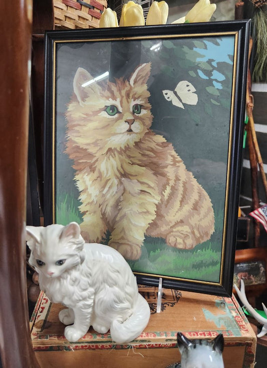 Vintage Paint by Number Cat Picture