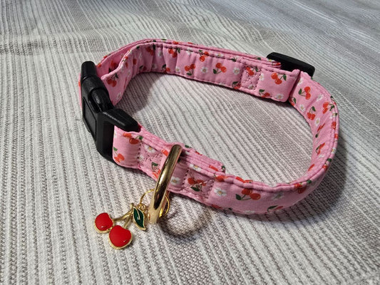 Pink Cherries Collar, Medium