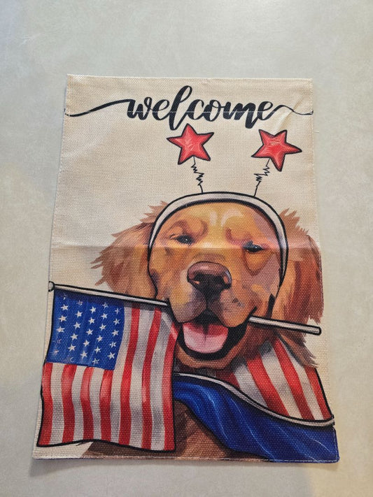 Retriever w/ Flag Garden Flags, 12" x 18"
