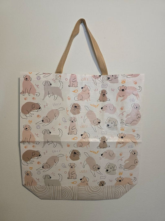 White Dogs XLarge Tote Bag, 18"w x 20"d