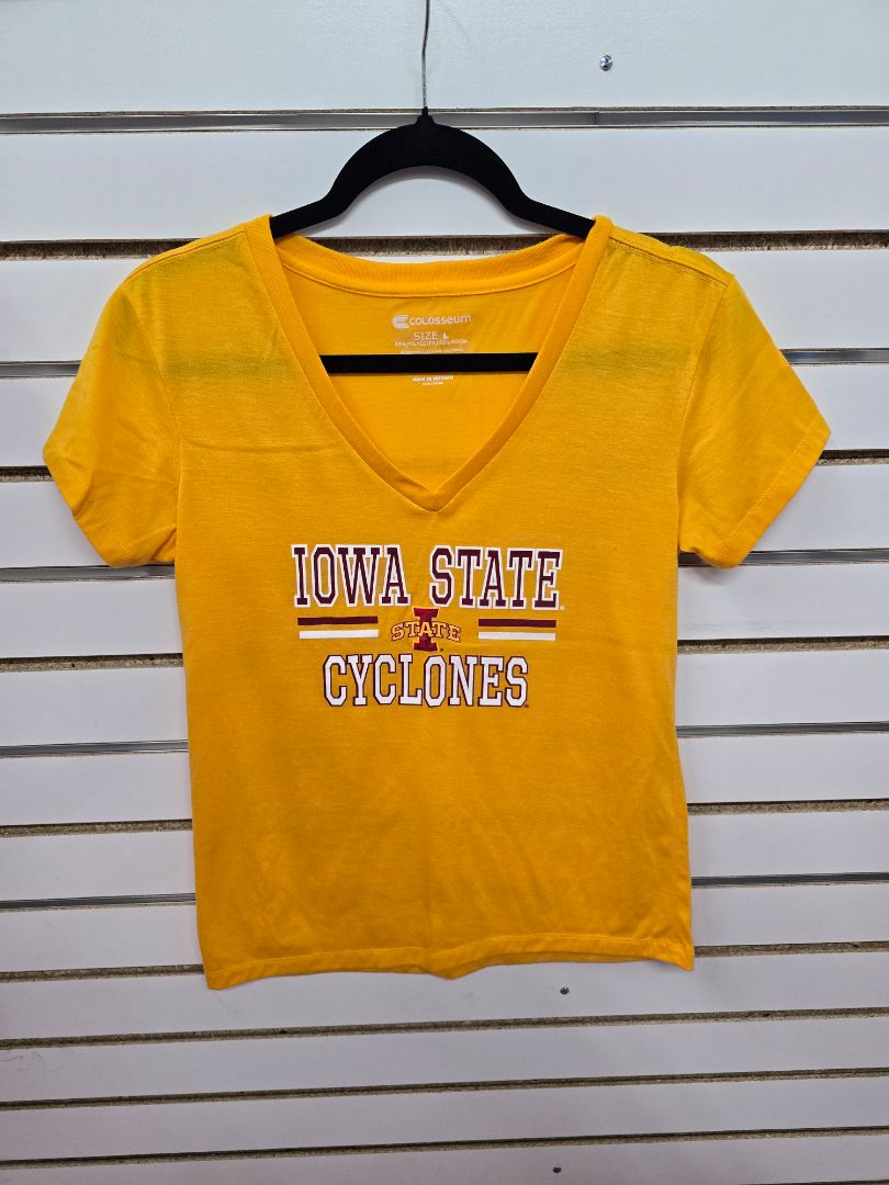 Yellow Iowa State VNeck TShirt, Large