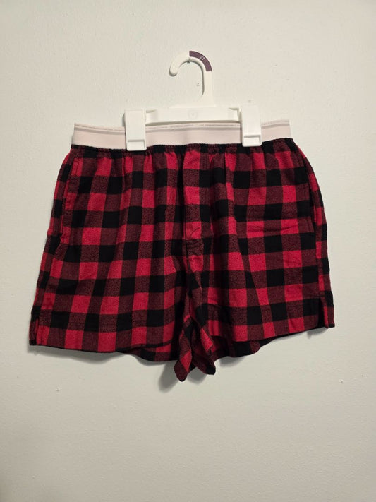 Red/Black Plaid Arizona Lounge Shorts, Medium