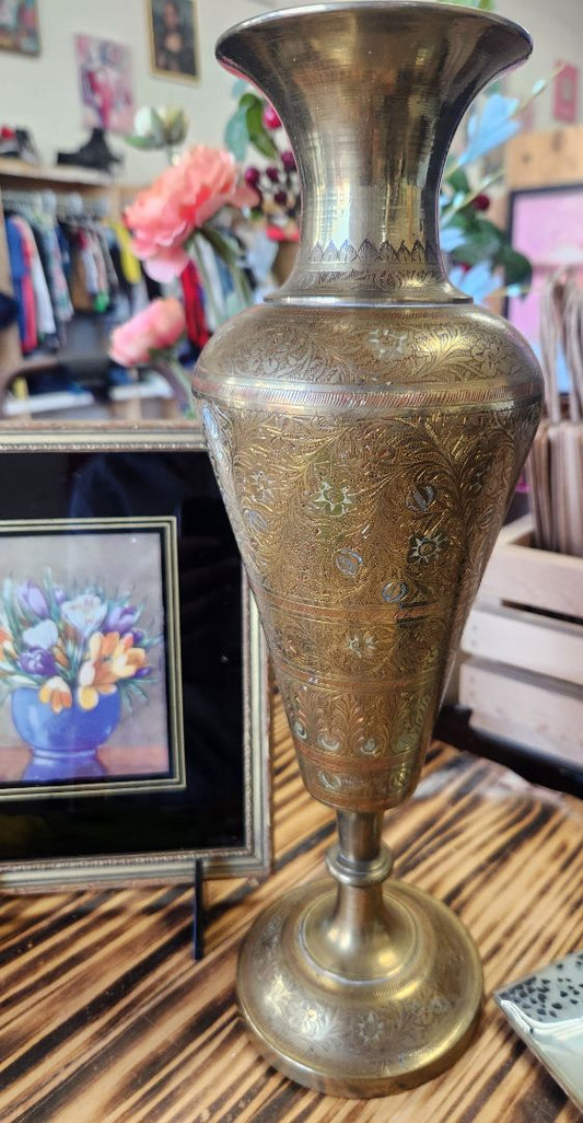 Beautiful Brass Vase - 12 5" Vintage