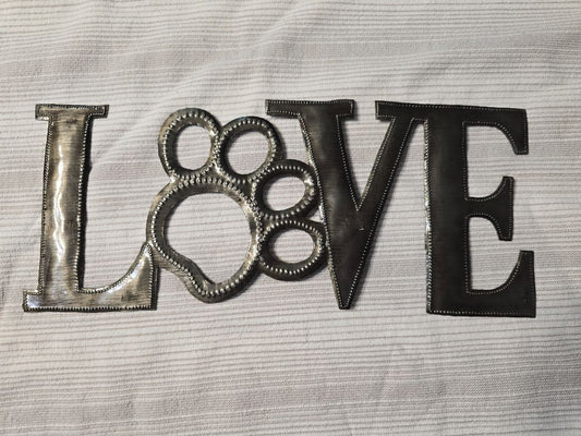 Metal  Metal Love Paw, 12" x 5"