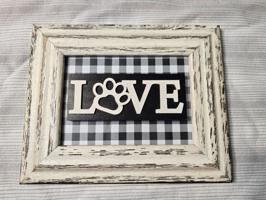 White/Black  Love Paw Frame, 8" x 10"