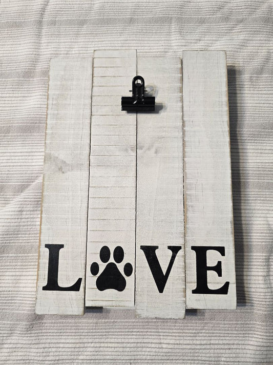 White  Love Paw Photo Holder, 8" x 11"