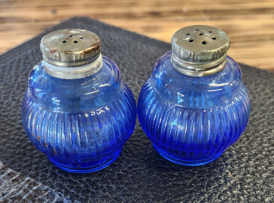 Cobalt Blue Salt/Pepper Shakers Vintage