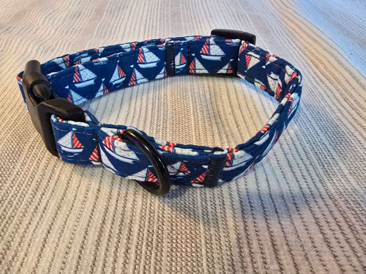 Blue Sailboats Collar, Small