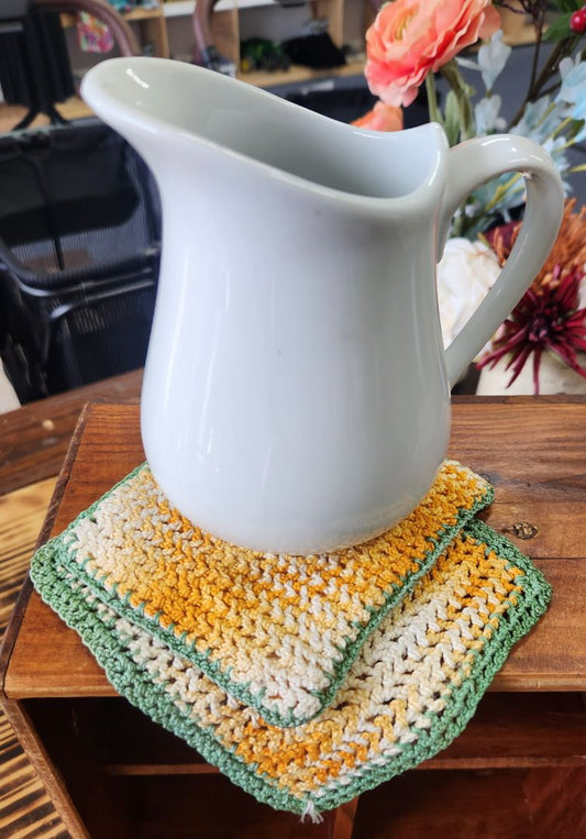 Set/2 Hand Crocheted Pot Holders Vintage