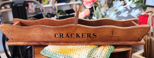 Wood Cracker Server Tray w/Cheese Knives Vintage