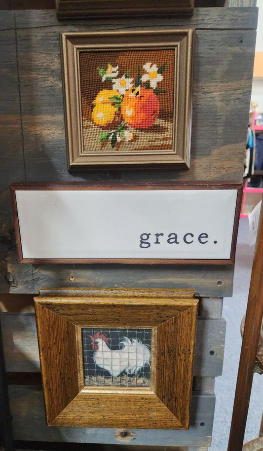 Wood/Ceramic "grace" sign