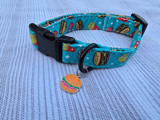 Blue Hamburger/Fries Collar, Small