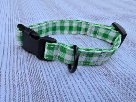 Green/White Plaid Collar, Small
