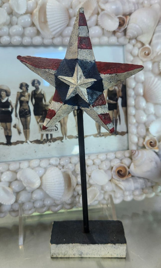 Vintage Looking Patriotic Star on Stand Decor