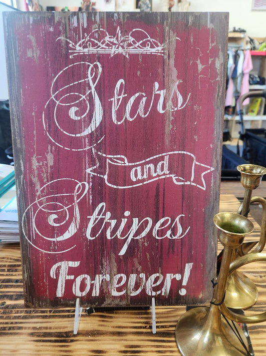 Vintage Looking Stars and Stripes Wood Sign Decor