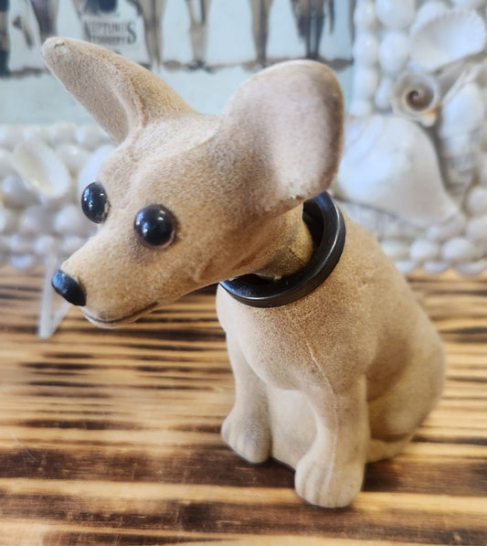 Flocked Chihuahua Bobblehead Vintage