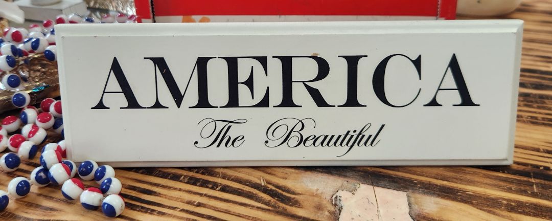 Wood America the Beautiful Sign Decor