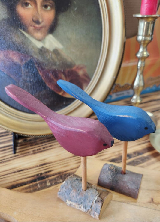 Carved Wood Bird Figure on Stand