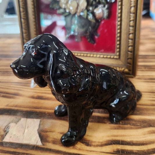 Black Porcelain Dog Figure Vintage