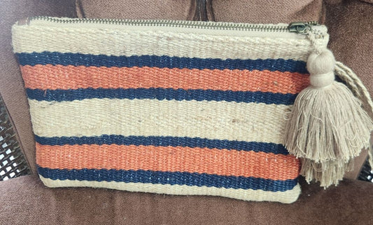 Natural, Blue. Orange J Jill Woven Clutch w/Strap