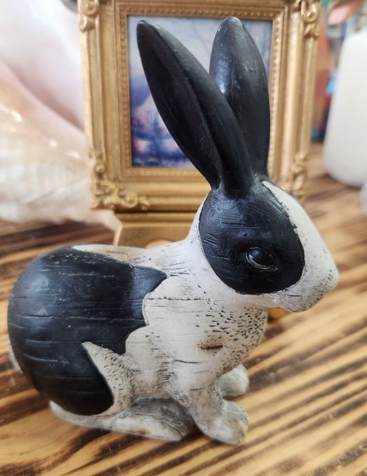 Small Black/White Rabbit Figure Vintage Looking