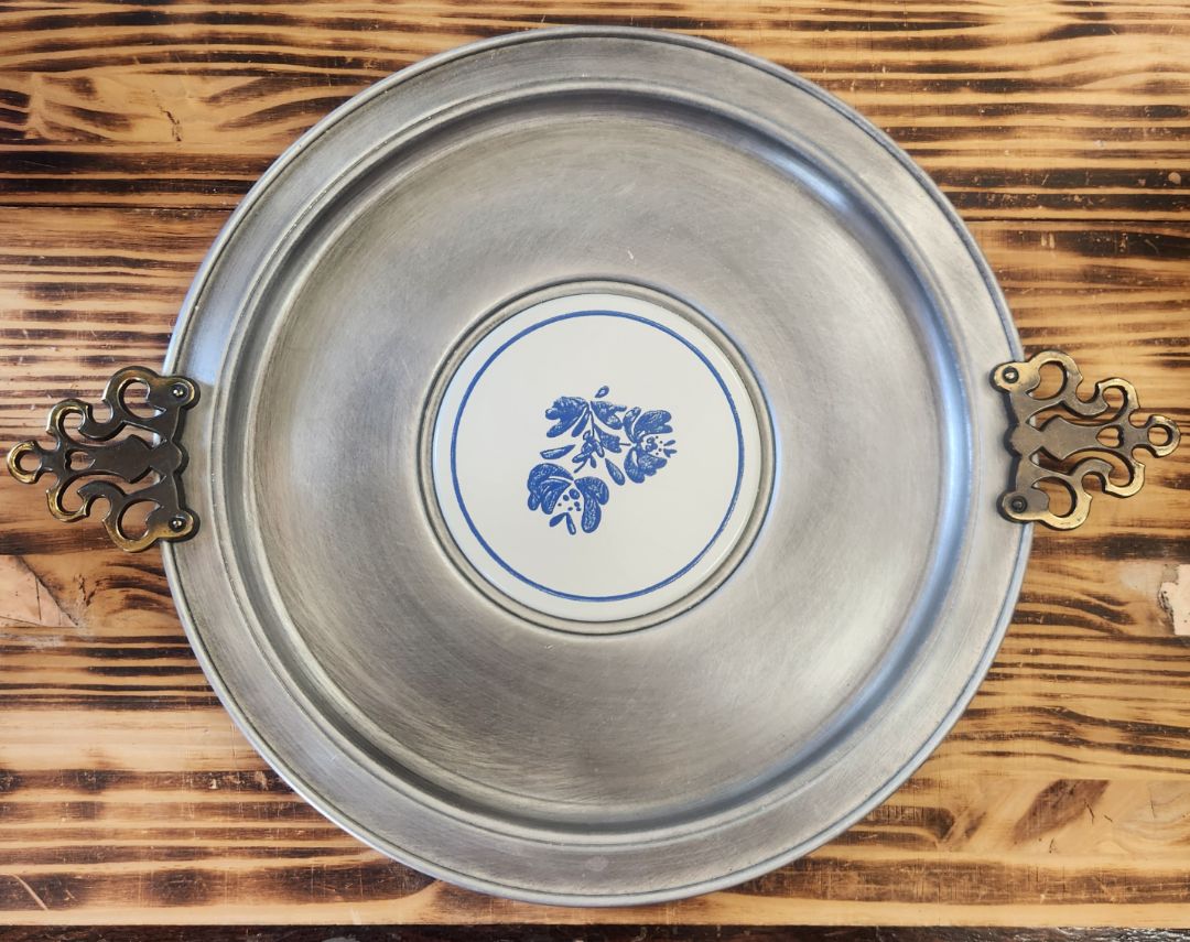 Pfaltzgraff Metal Tray w/ Tile Insert Vintage