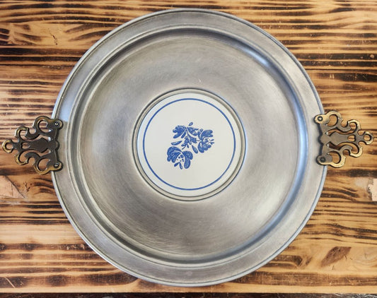 Pfaltzgraff Metal Tray w/ Tile Insert Vintage