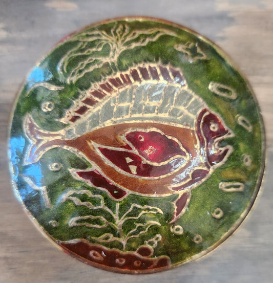 Cloisonne Brass Trinket Box Decor