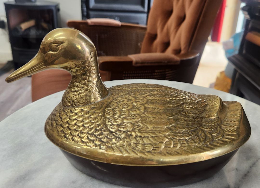 Vintage Brass/Bakelite Duck Trinket Dish