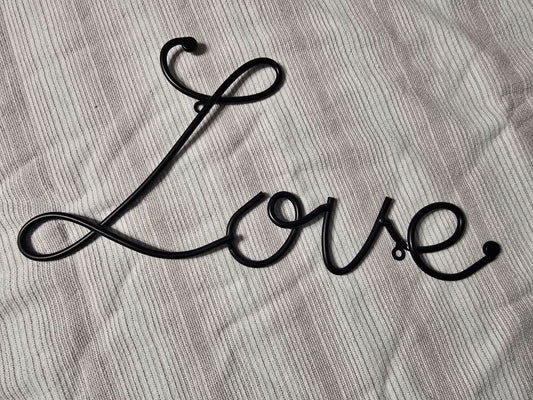Black  "Love" Metal Decor, 7" x 13"