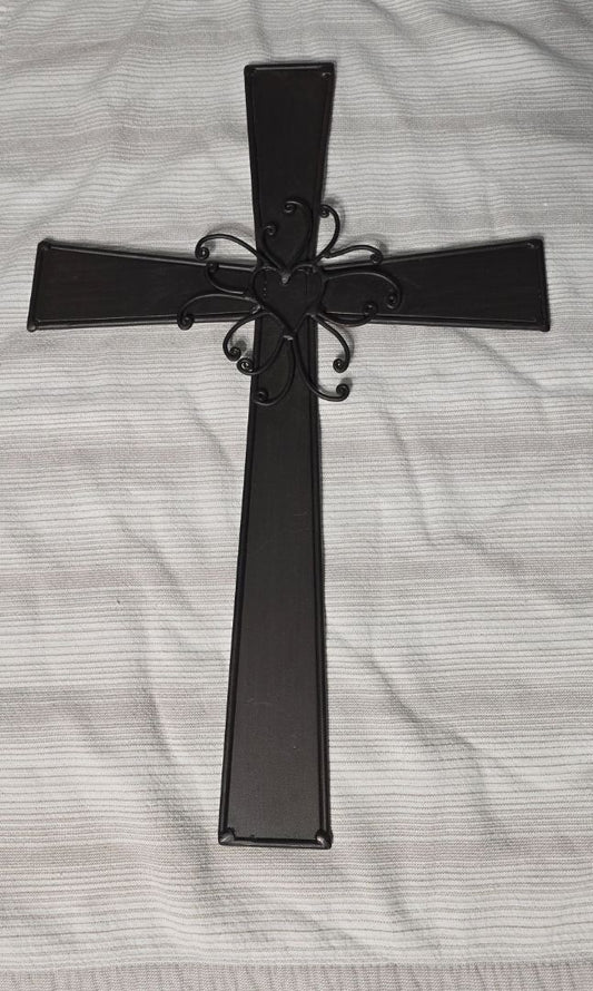 Black  Metal Cross Decor, 12.5" x 18.5"