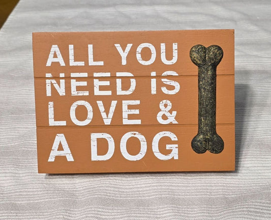 Brown Love & a Dog Decor, 7" x 5"