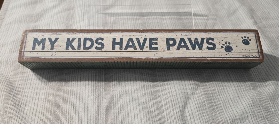 Cream/Green My Kids Have Paws Decor, 13.75" x 2"