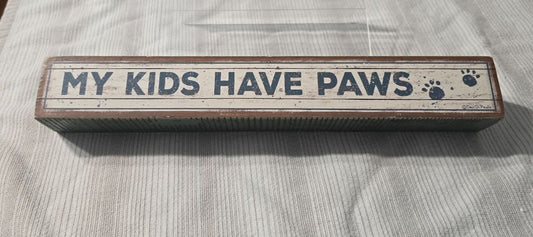 Cream/Green My Kids Have Paws Decor, 13.75" x 2"