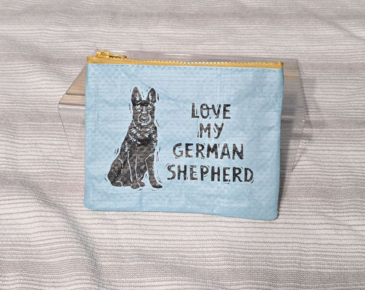 Blue Love My German Shepherd Zipped Pouch, 5" x 4.5"