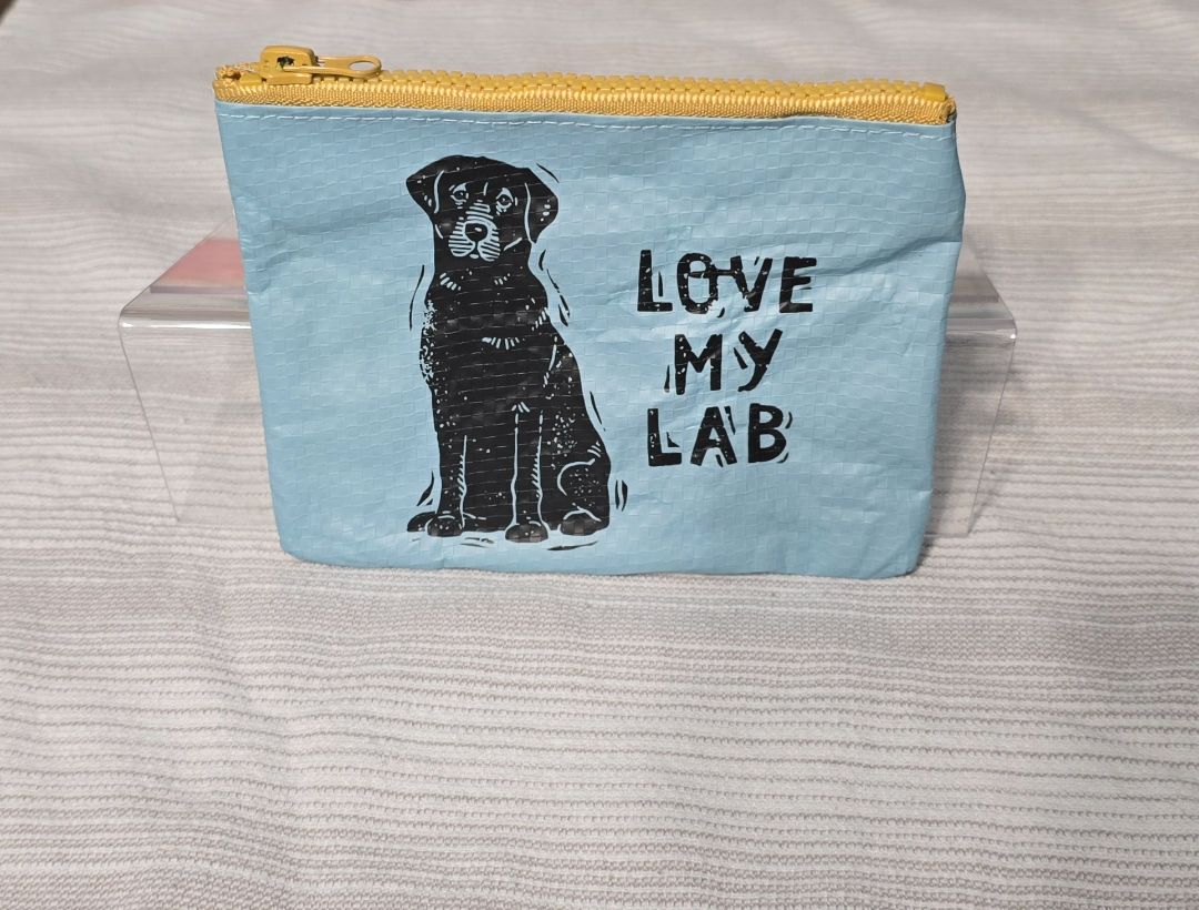 Blue Love My Lab Zipper Pouch, 5" x 4.5"