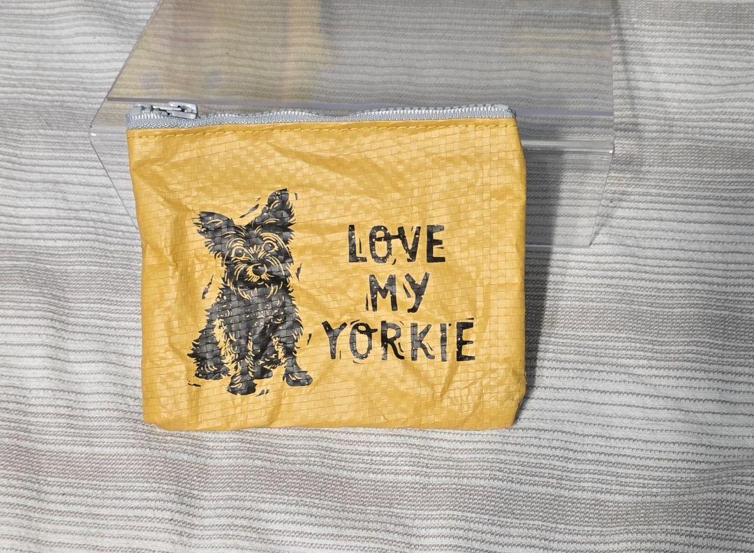 Yellow Love My Yorkie Zipper Pouch, 5" x 4.5"